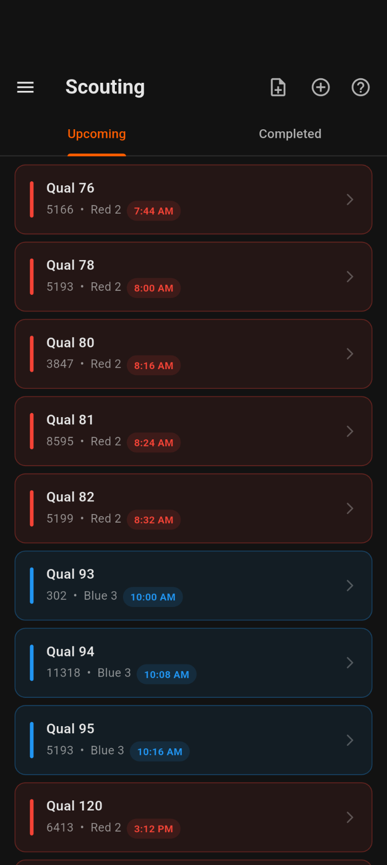Match assignments