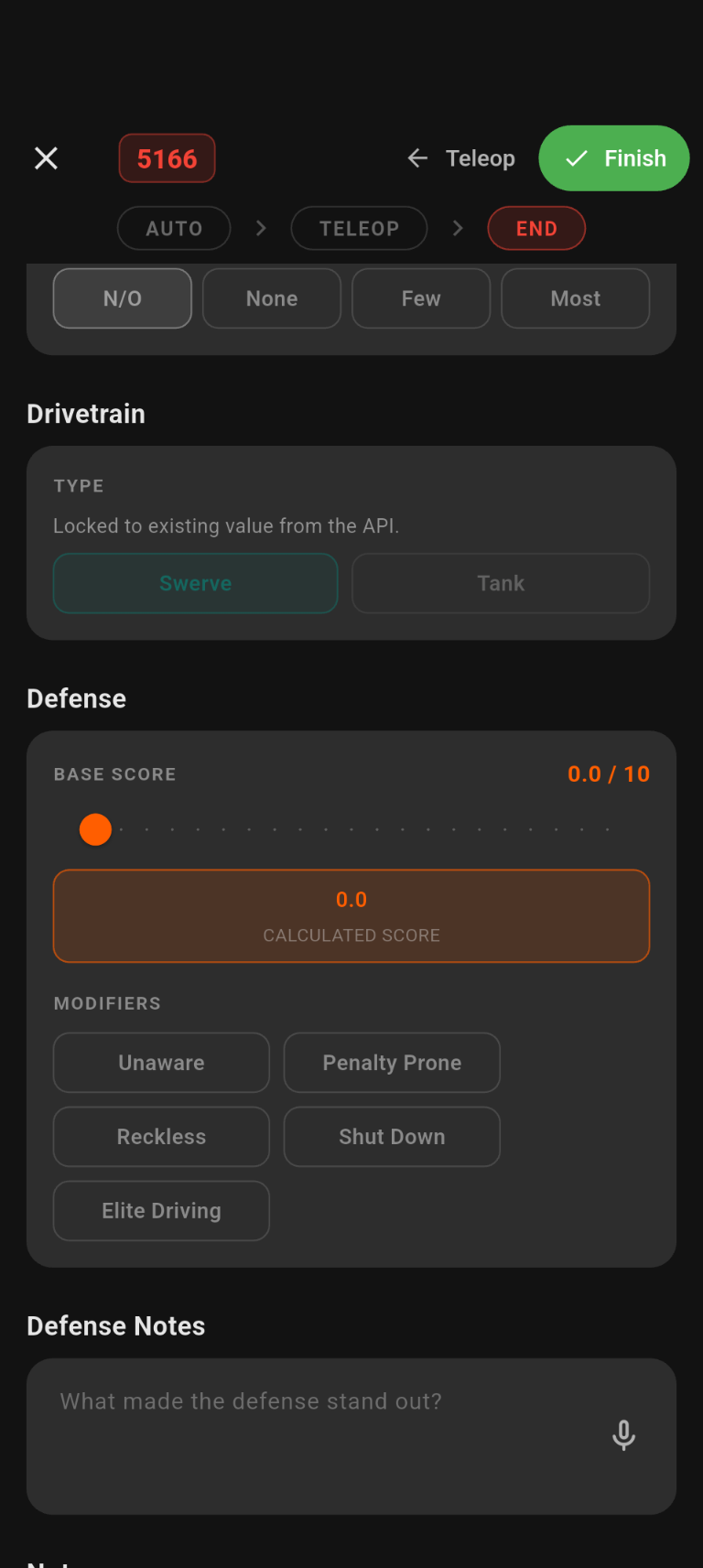 Post-match scouting form